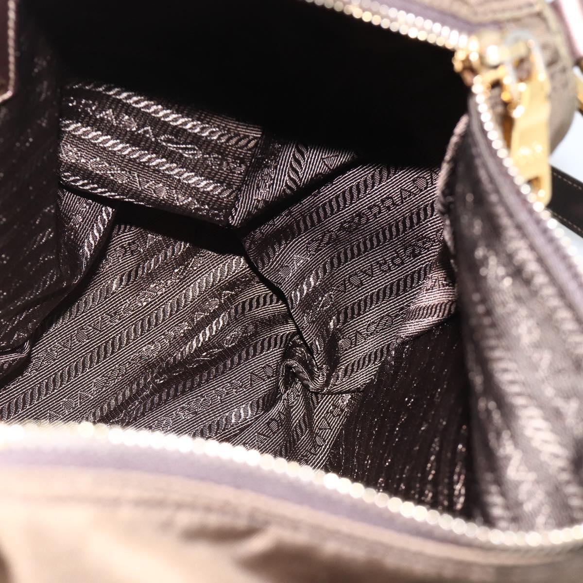 PRADA Shoulder Bag Nylon Khaki Gold Auth mr2228