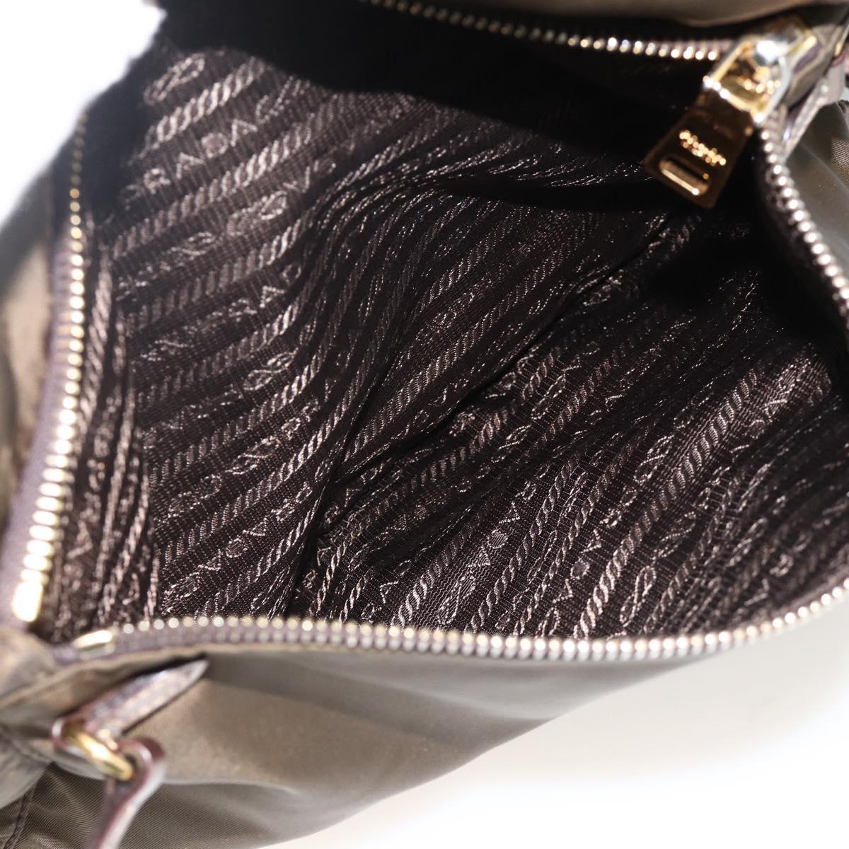 PRADA Shoulder Bag Nylon Khaki Gold Auth mr2228