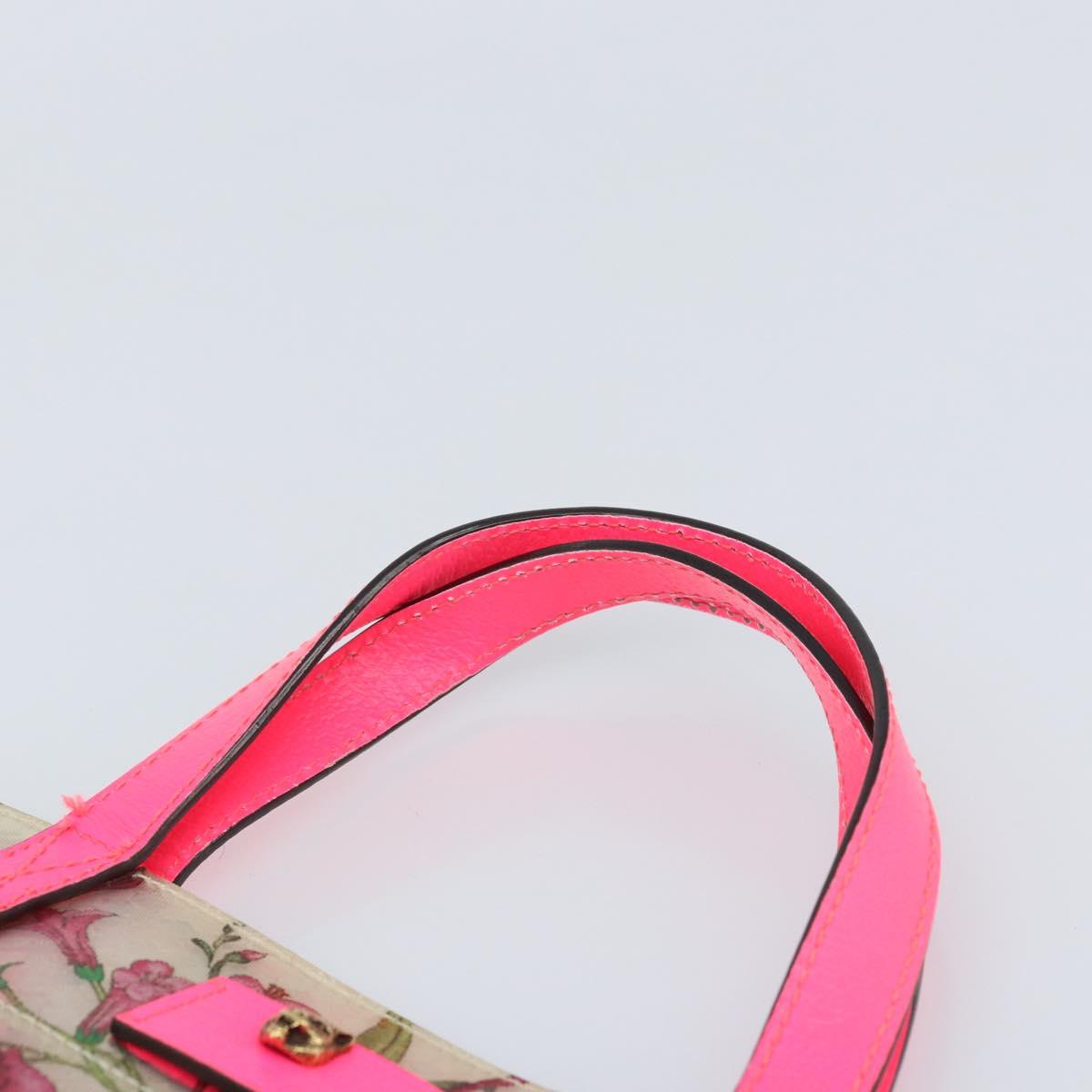 GUCCI Flora Pattern Hand Bag Vinyl Clear Pink 548713 Auth mr2229