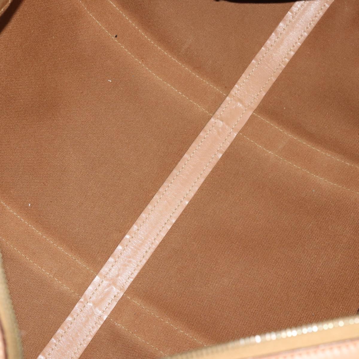CELINE Macadam Canvas Boston Bag PVC Leather Brown Gold Auth mr2233