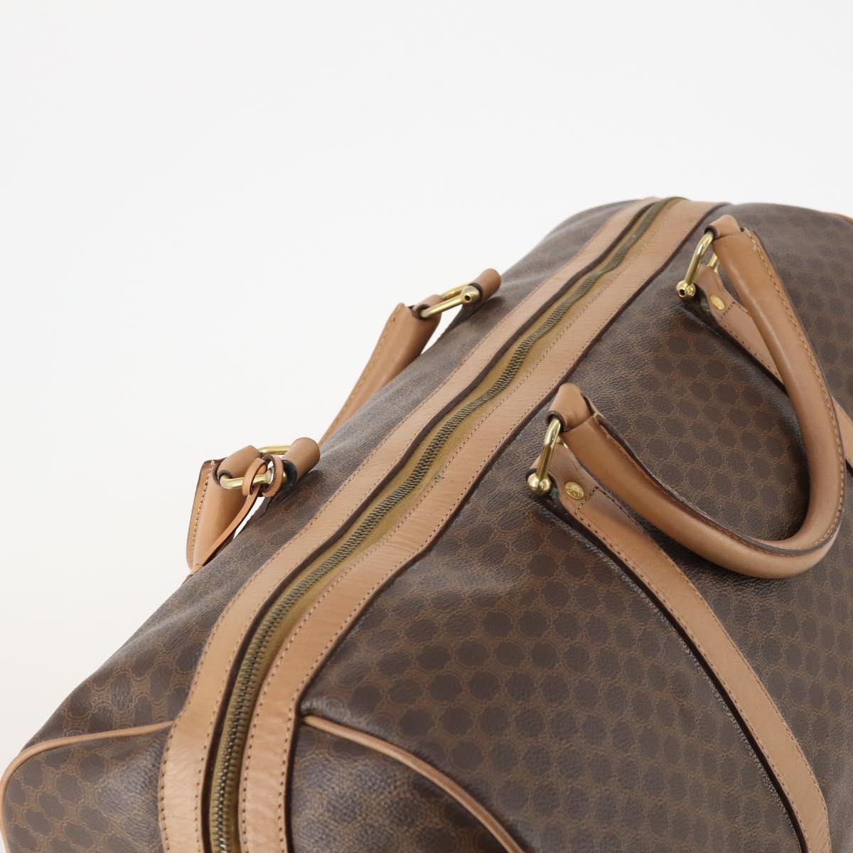 CELINE Macadam Canvas Boston Bag PVC Leather Brown Gold Auth mr2233