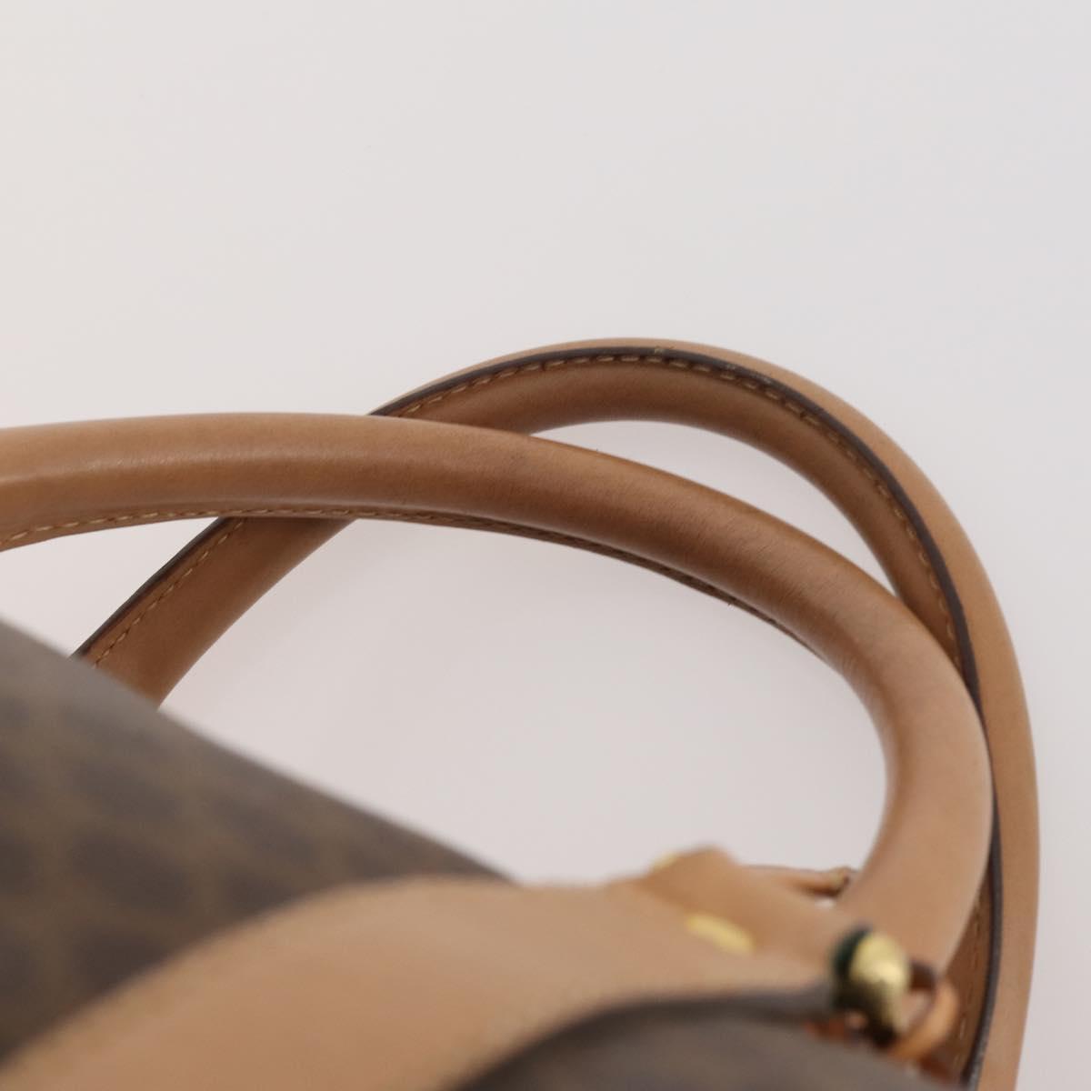 CELINE Macadam Canvas Boston Bag PVC Leather Brown Gold Auth mr2233