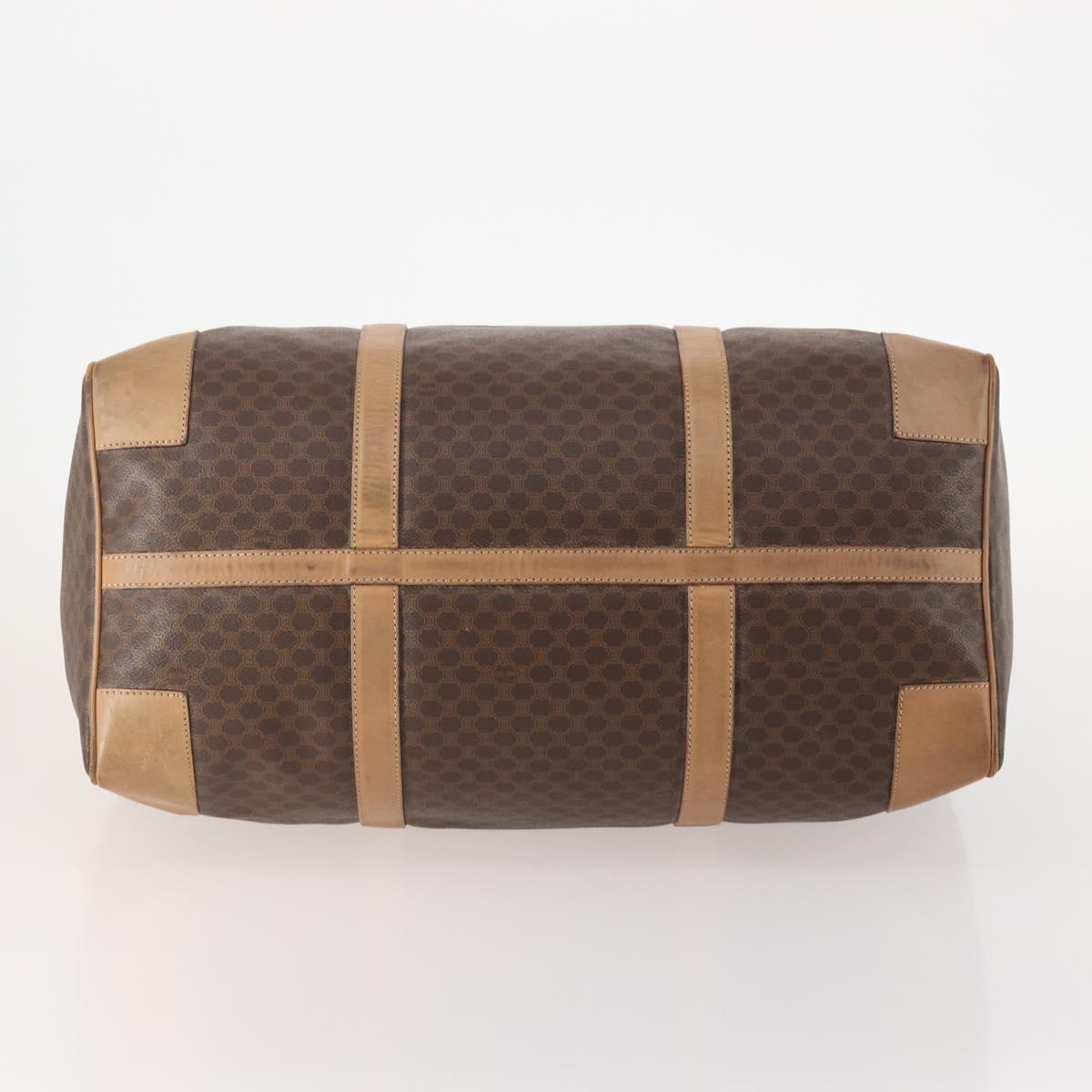 CELINE Macadam Canvas Boston Bag PVC Leather Brown Gold Auth mr2233
