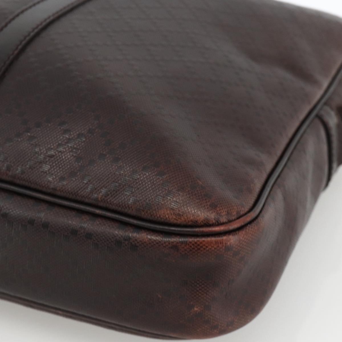 GUCCI Diamante Business Bag Leather Brown Silver 201480 Auth mr2237