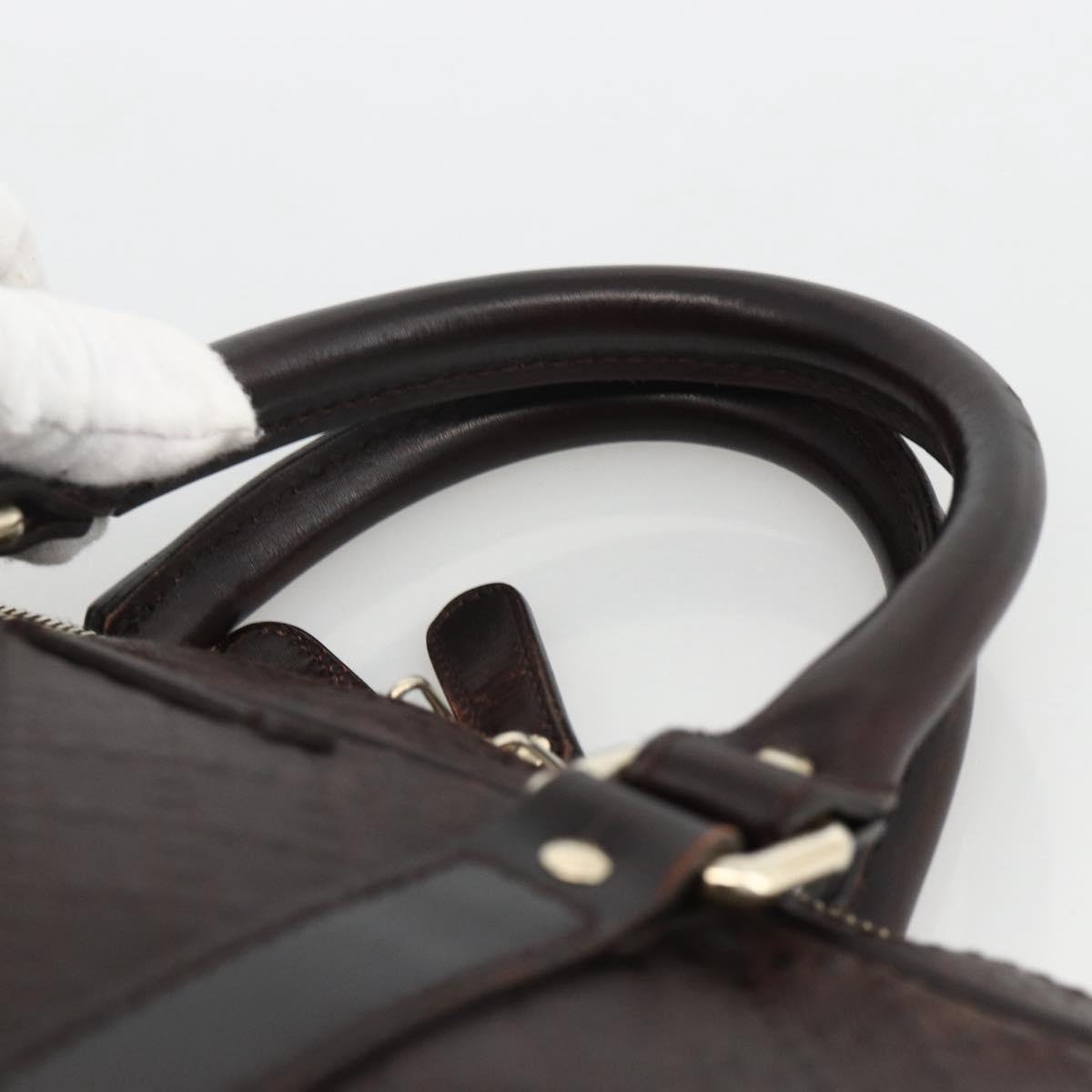 GUCCI Diamante Business Bag Leather Brown Silver 201480 Auth mr2237