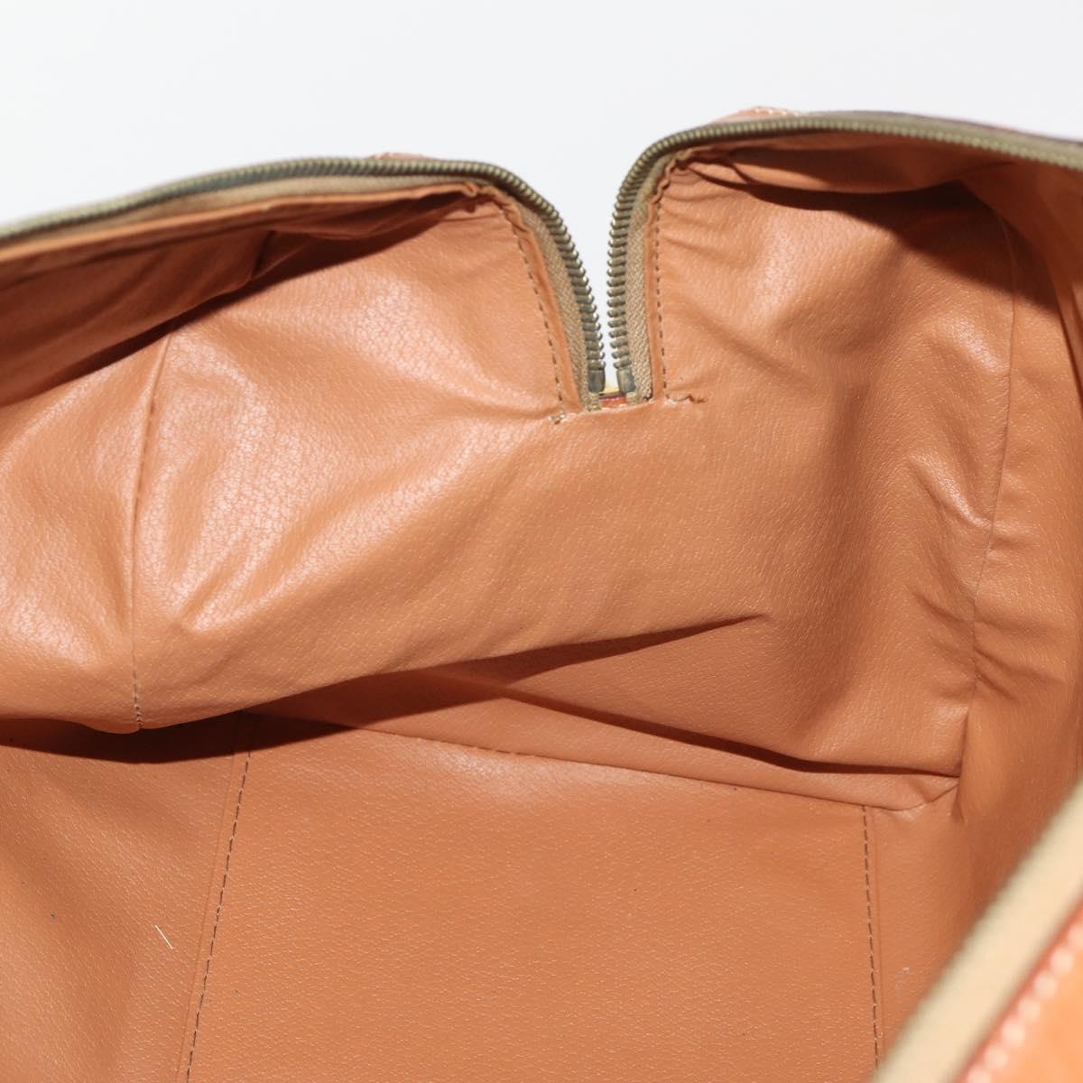 CELINE Macadam Canvas Boston Bag PVC Leather Brown Gold Auth mr2241