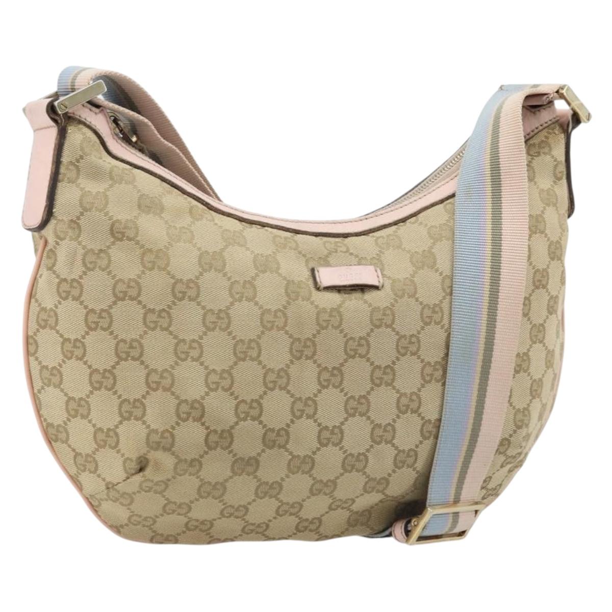 GUCCI GG Canvas Shoulder Bag Beige Gold 181092 Auth mr2242