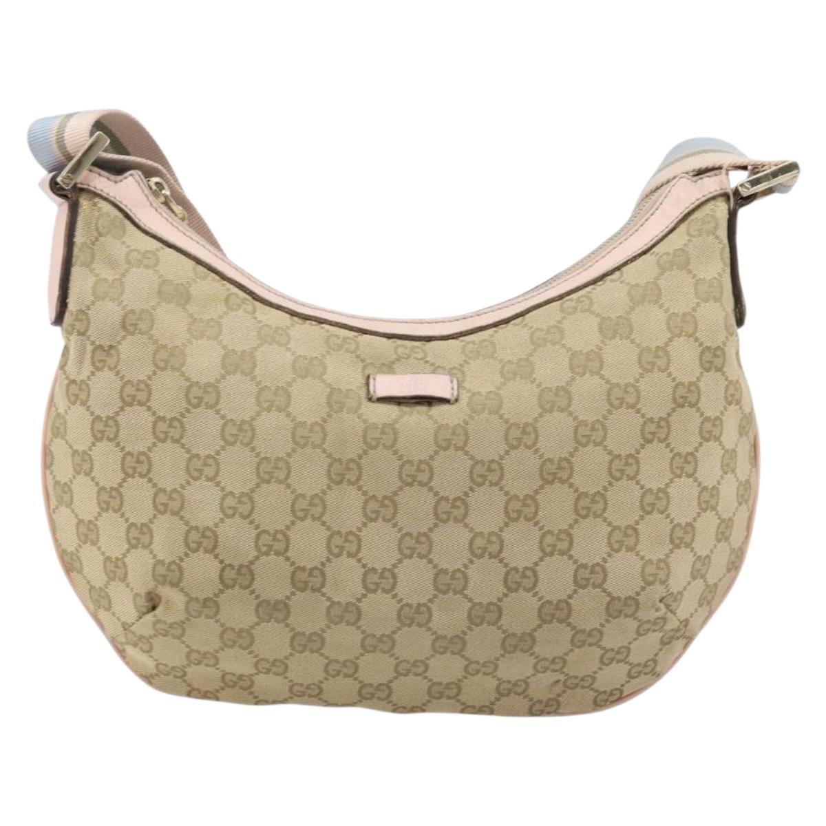 GUCCI GG Canvas Shoulder Bag Beige Gold 181092 Auth mr2242