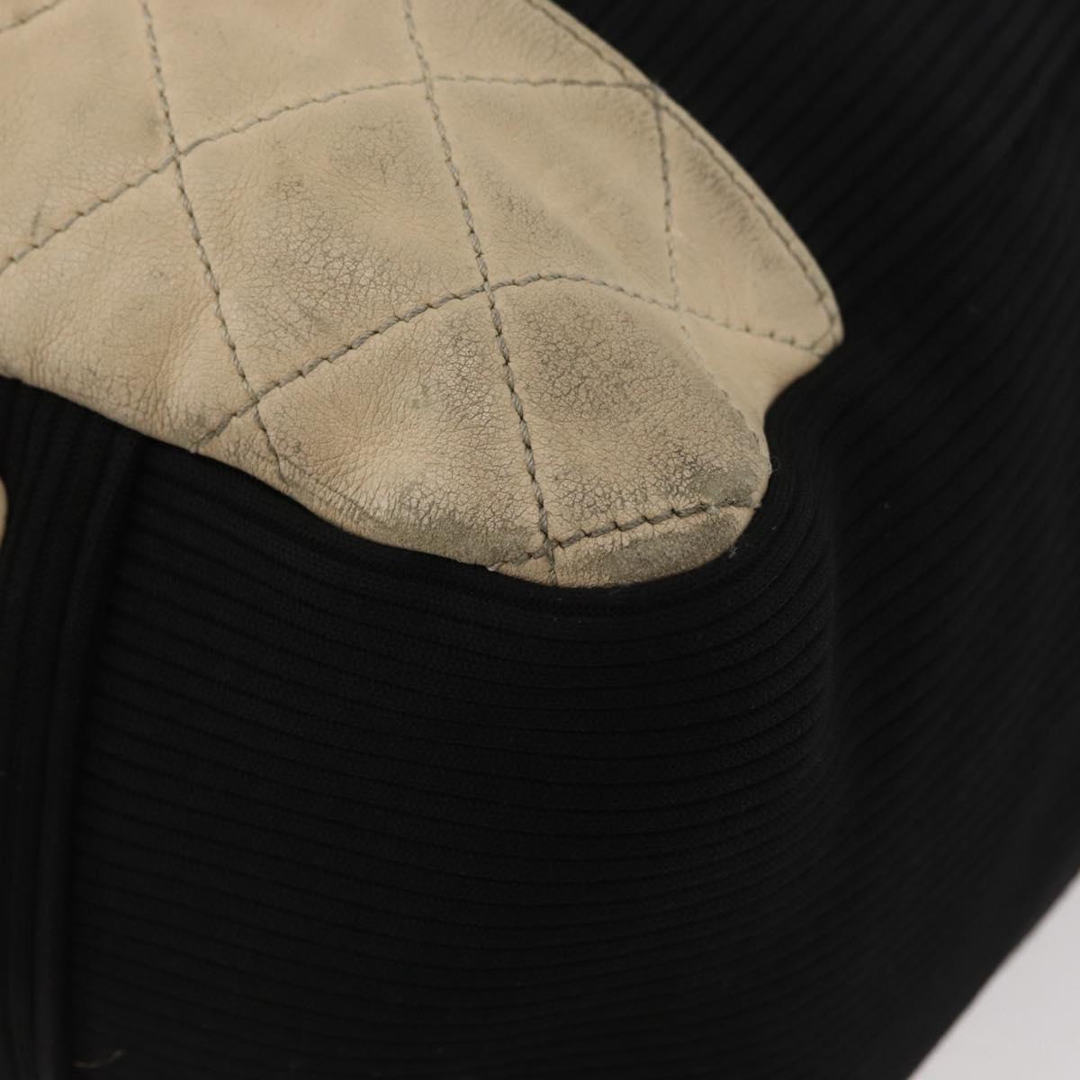 CHANEL Sports Hand Bag Canvas Black Silver CC Auth mr2244