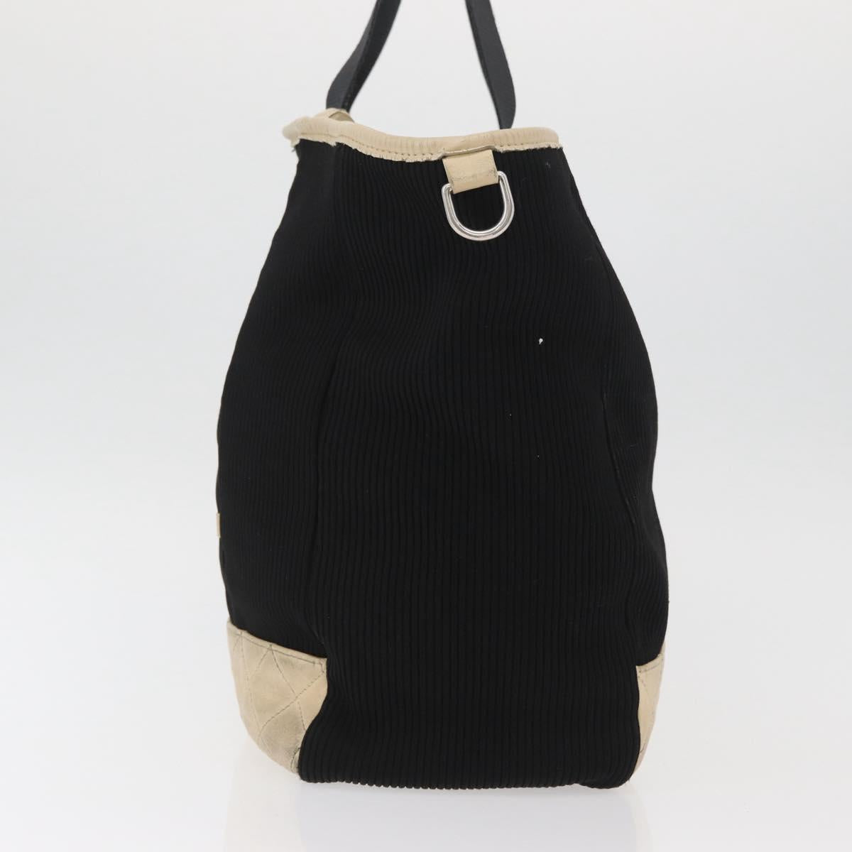 CHANEL Sports Hand Bag Canvas Black Silver CC Auth mr2244
