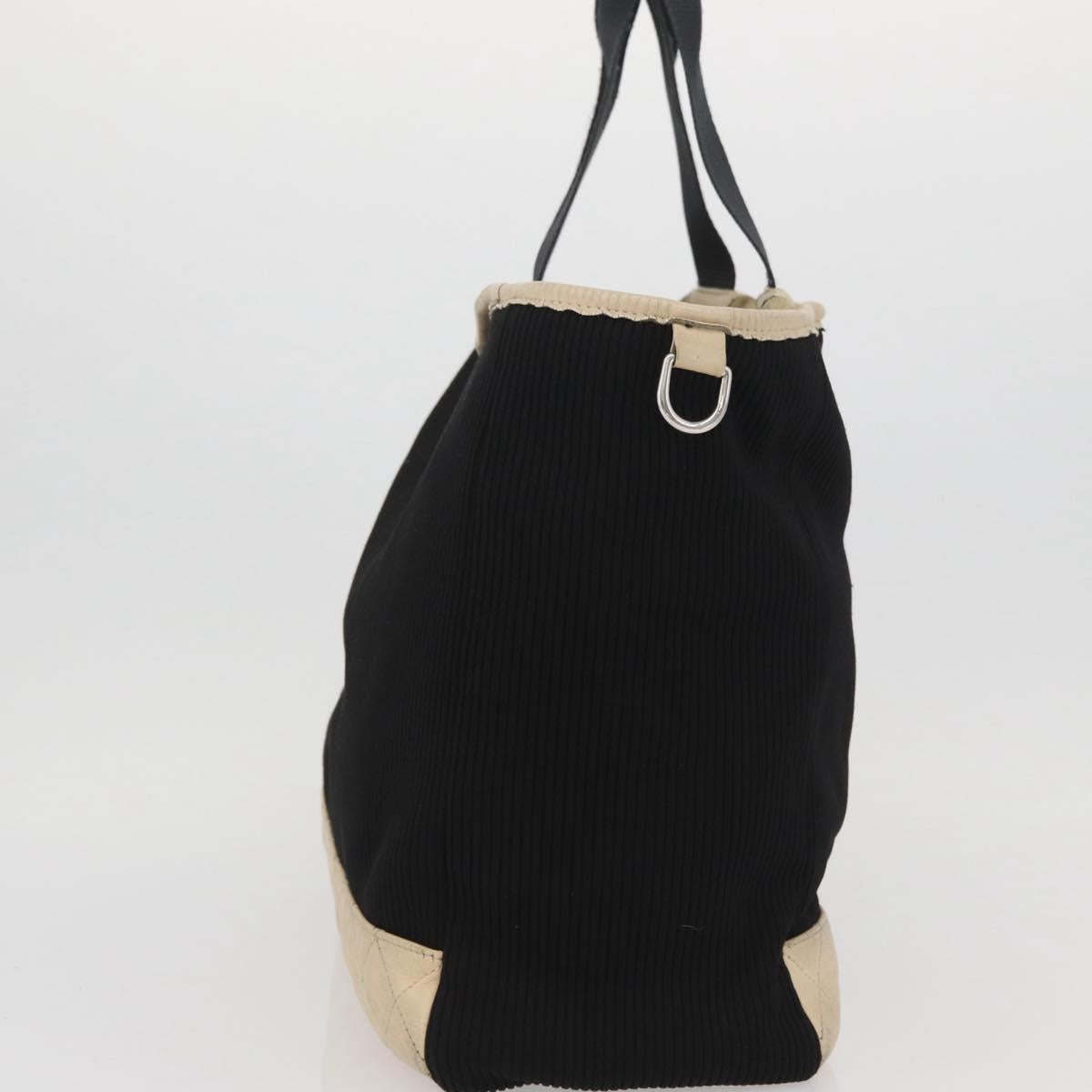 CHANEL Sports Hand Bag Canvas Black Silver CC Auth mr2244