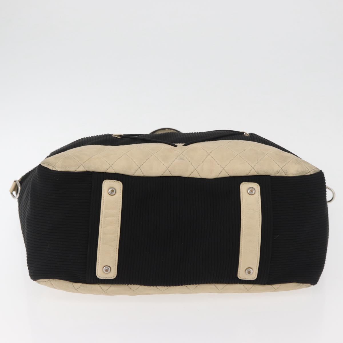 CHANEL Sports Hand Bag Canvas Black Silver CC Auth mr2244