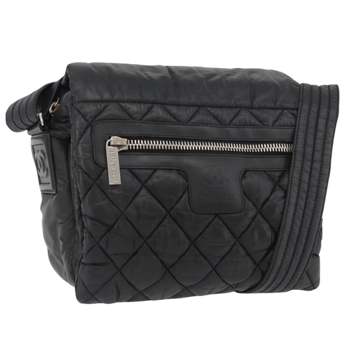 CHANEL Cococoon Shoulder Bag Nylon Black CC Auth mr2250V