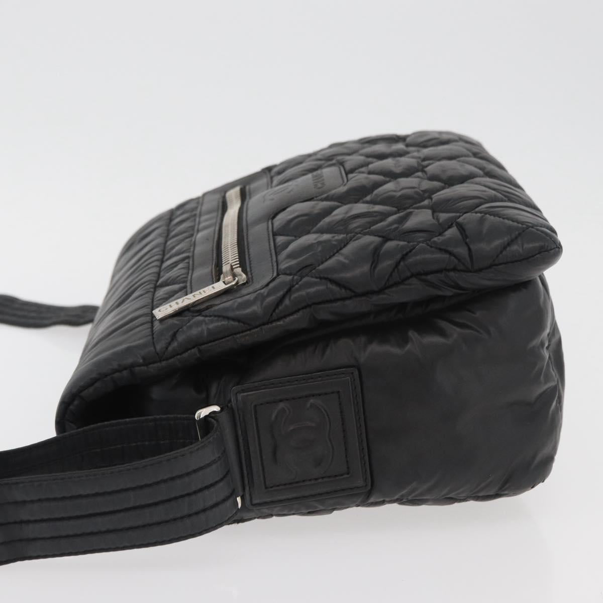 CHANEL Cococoon Shoulder Bag Nylon Black CC Auth mr2250V