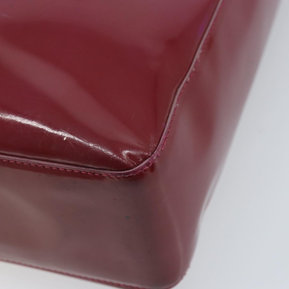 CHANEL Tote Bag Patent leather Red Gold CC Auth mr2255