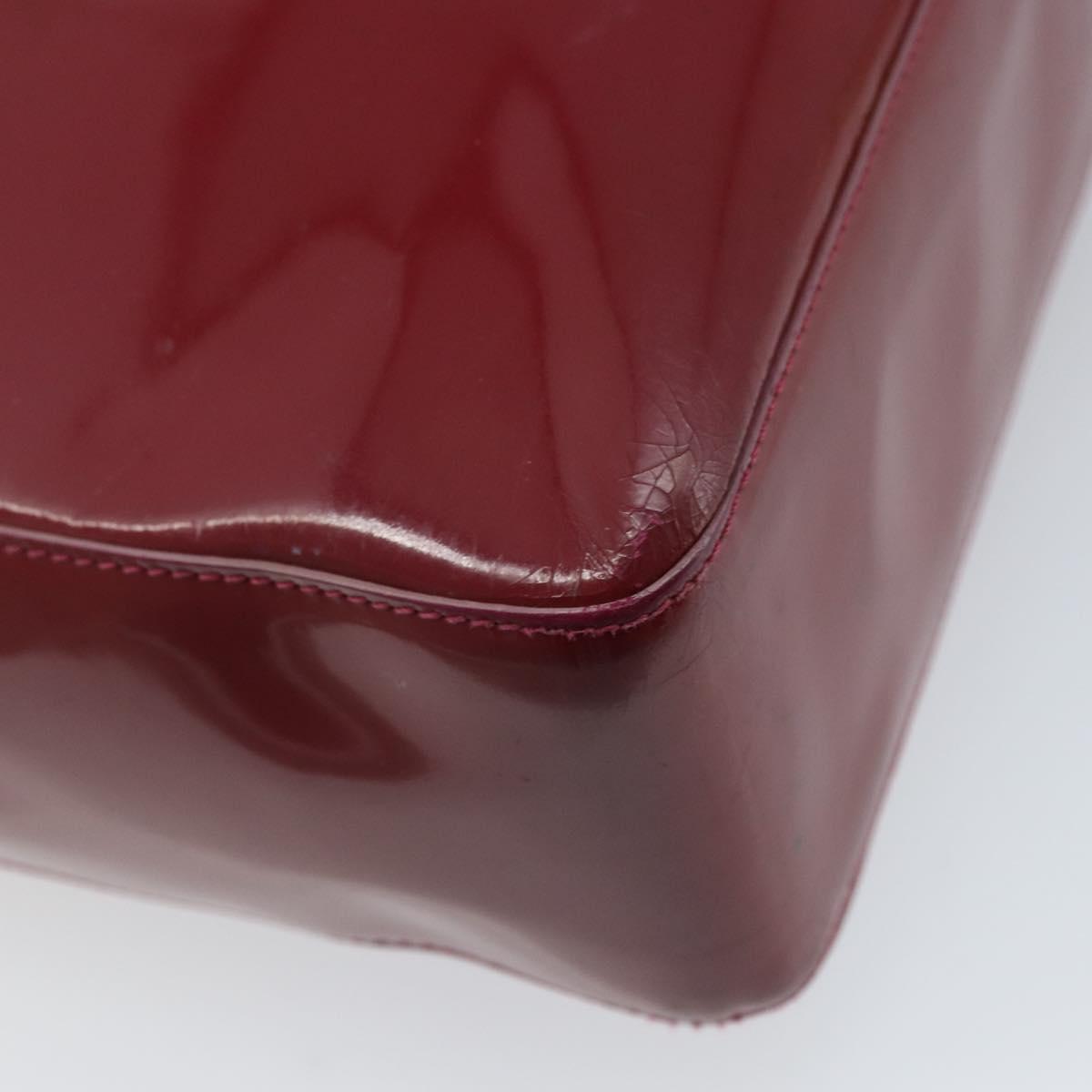 CHANEL Tote Bag Patent leather Red Gold CC Auth mr2255