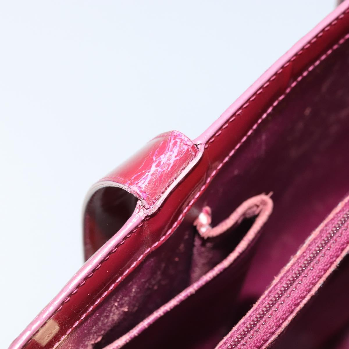CHANEL Tote Bag Patent leather Red Gold CC Auth mr2255