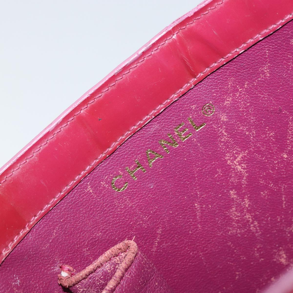 CHANEL Tote Bag Patent leather Red Gold CC Auth mr2255