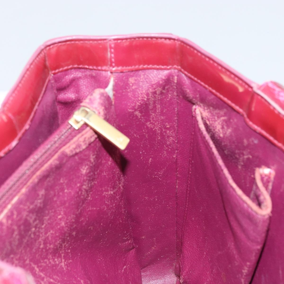 CHANEL Tote Bag Patent leather Red Gold CC Auth mr2255