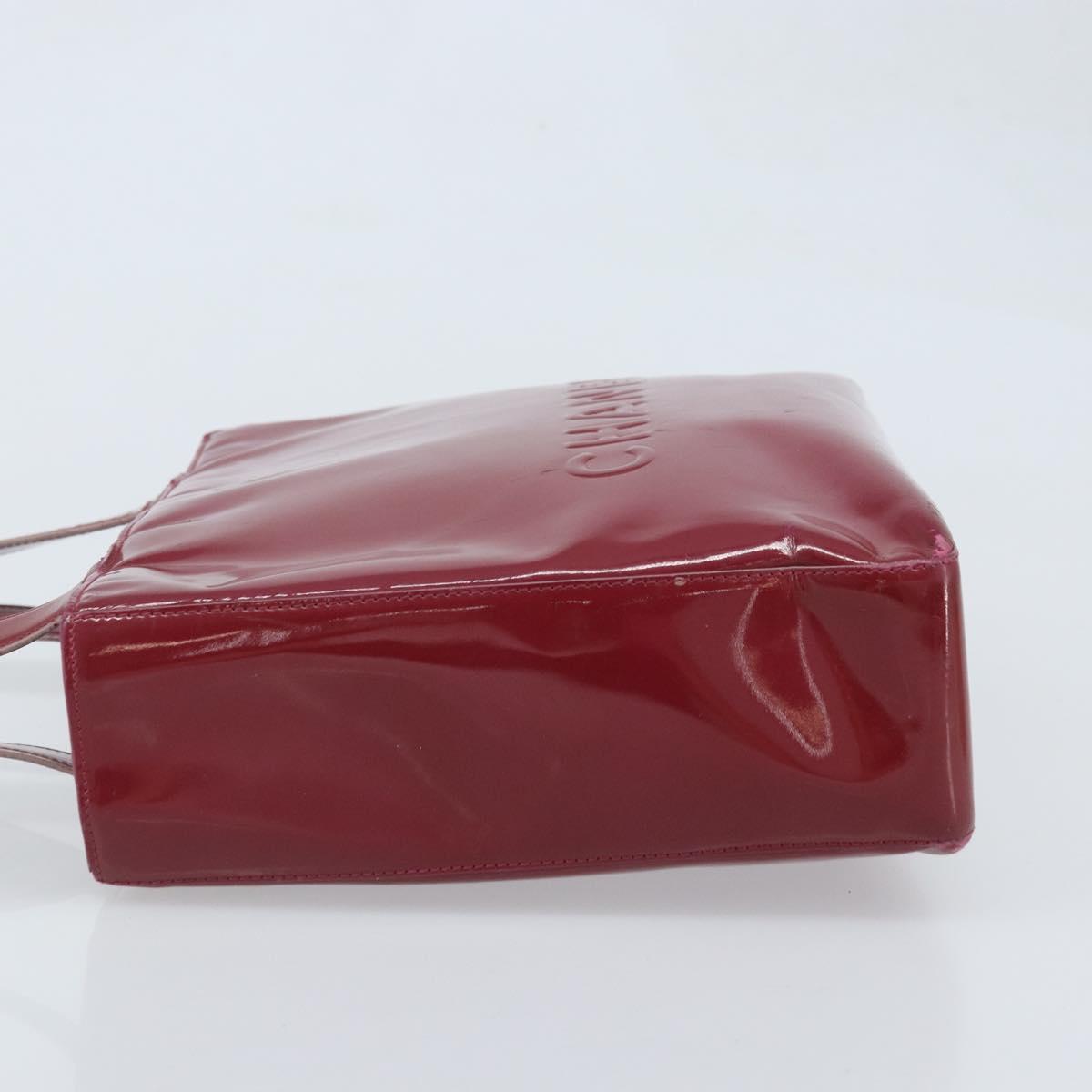 CHANEL Tote Bag Patent leather Red Gold CC Auth mr2255
