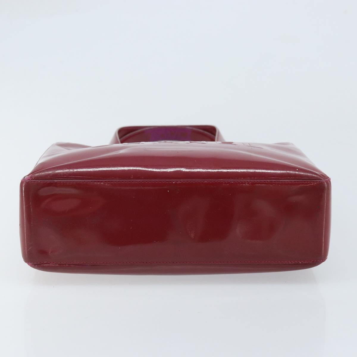 CHANEL Tote Bag Patent leather Red Gold CC Auth mr2255