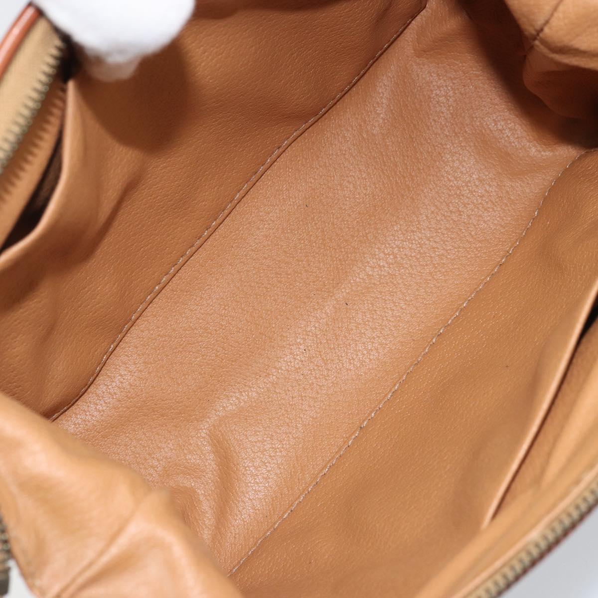 CELINE Macadam Canvas Pouch PVC Leather Brown Gold Auth mr2257