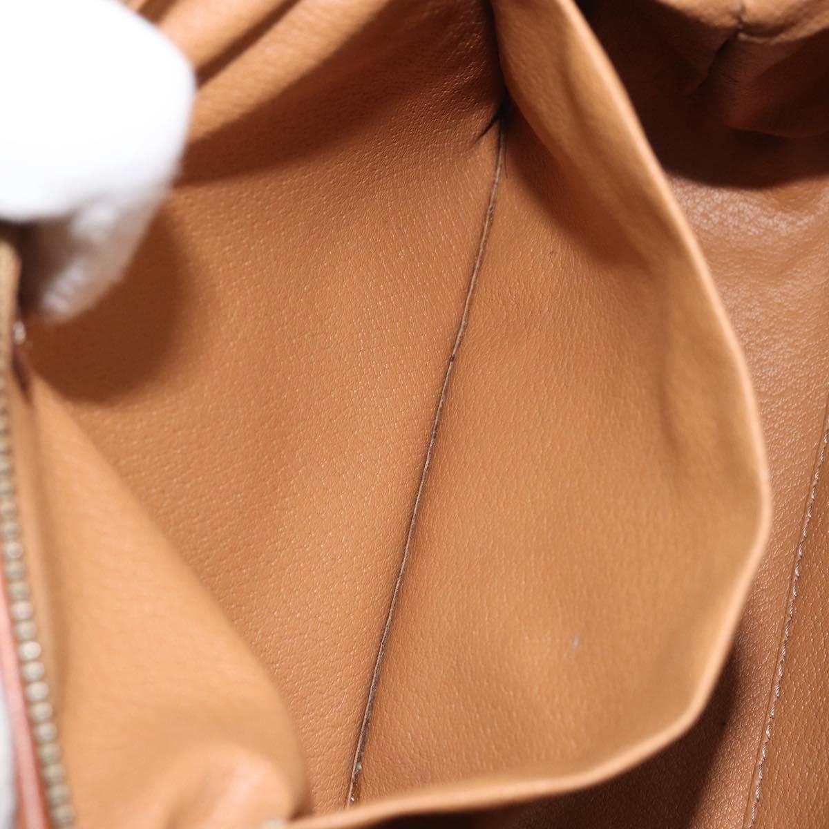 CELINE Macadam Canvas Pouch PVC Leather Brown Gold Auth mr2257