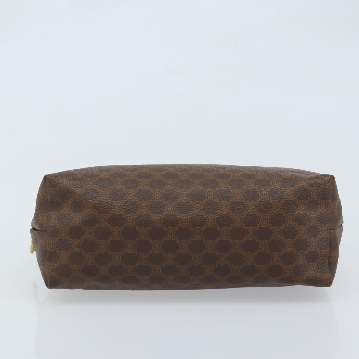 CELINE Macadam Canvas Pouch PVC Leather Brown Gold Auth mr2257