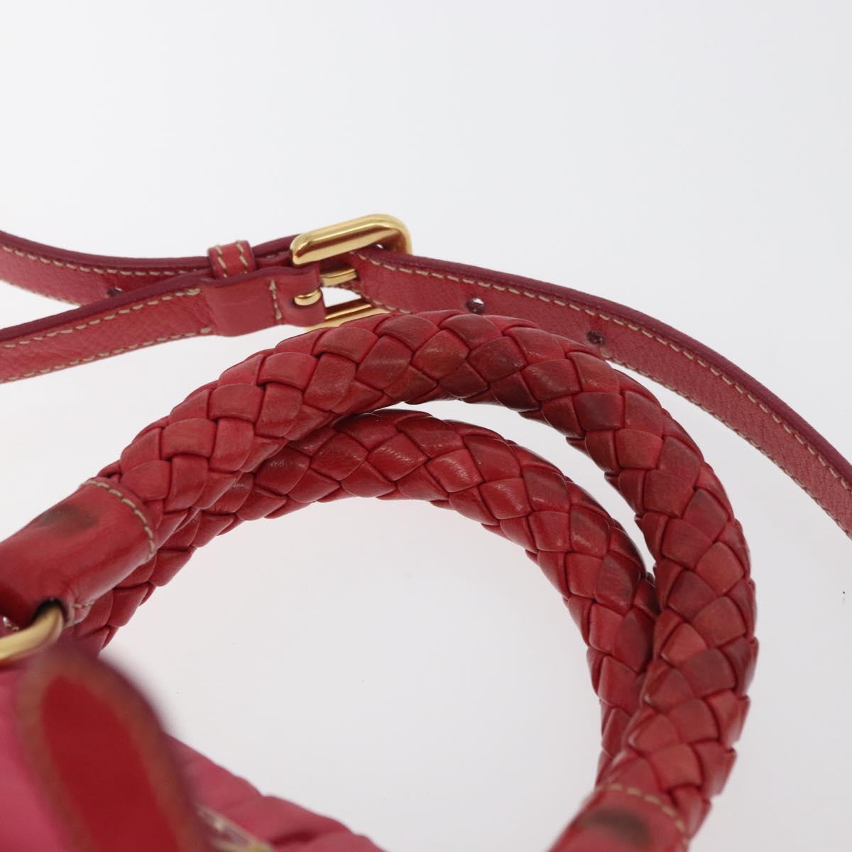 PRADA Shoulder Bag Nylon Leather 2way Pink Gold Auth mr2258