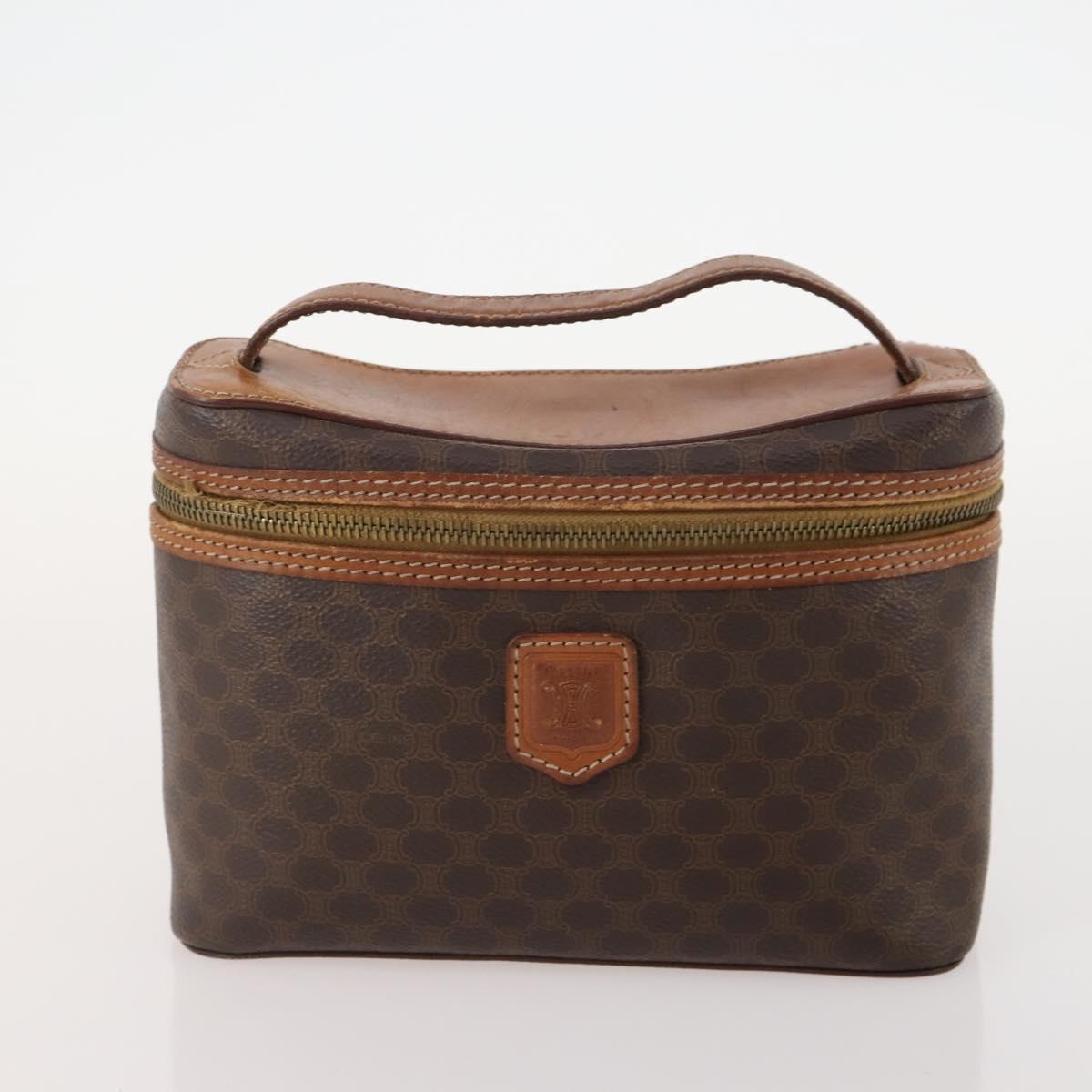 CELINE Macadam Canvas Clutch Bag PVC Leather 5 Set Brown Gold Auth mr2262
