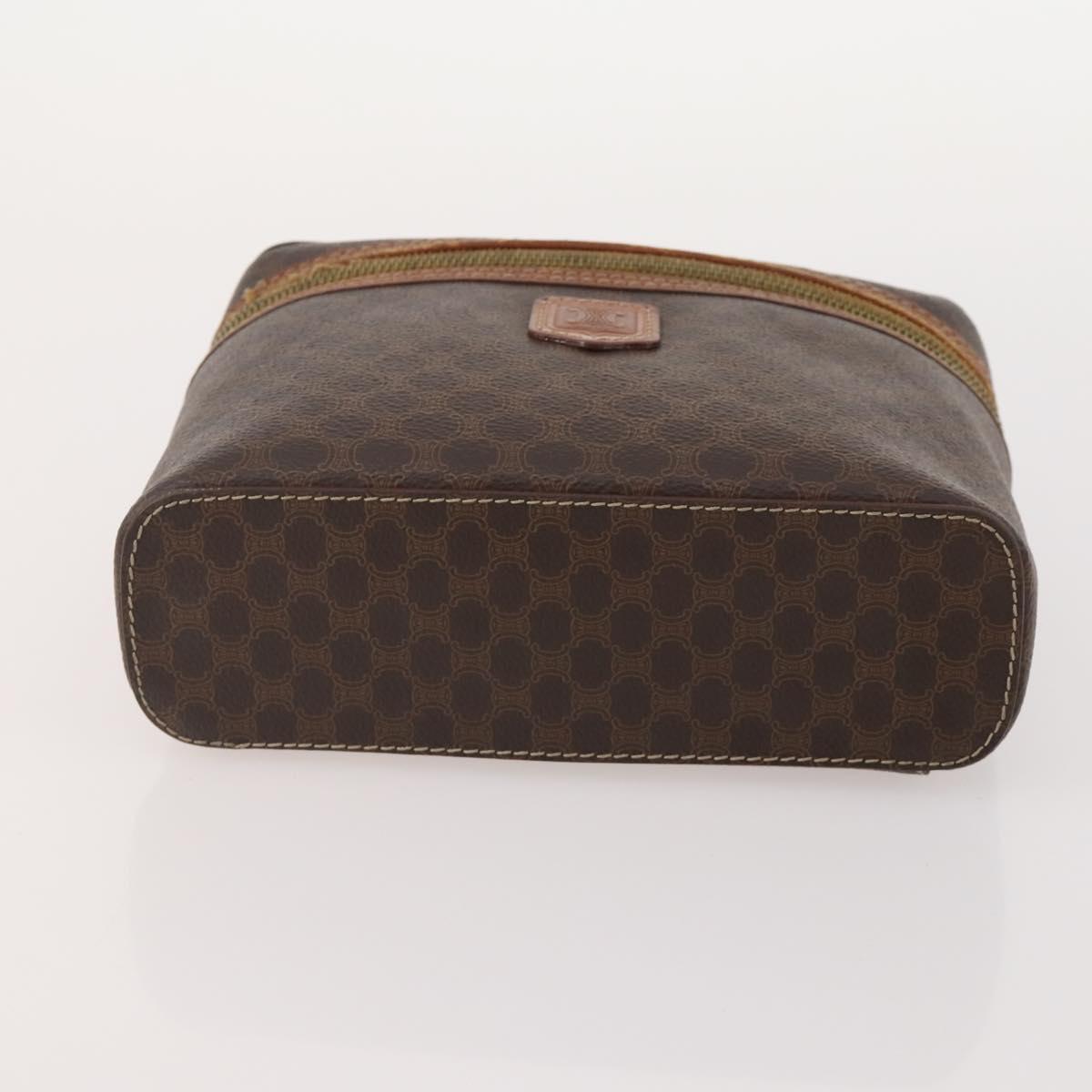 CELINE Macadam Canvas Clutch Bag PVC Leather 5 Set Brown Gold Auth mr2262