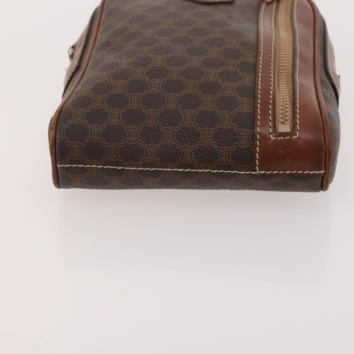 CELINE Macadam Canvas Clutch Bag PVC Leather 5 Set Brown Gold Auth mr2262