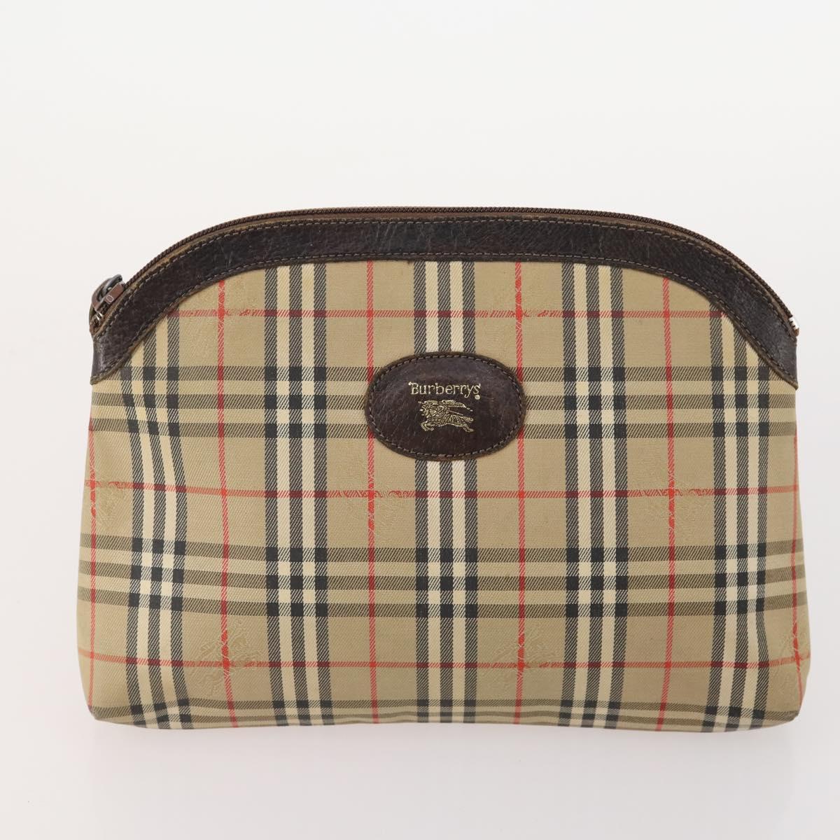 BURBERRY Nova Check Clutch Bag Canvas Leather 3 Set Beige Red Auth mr2263