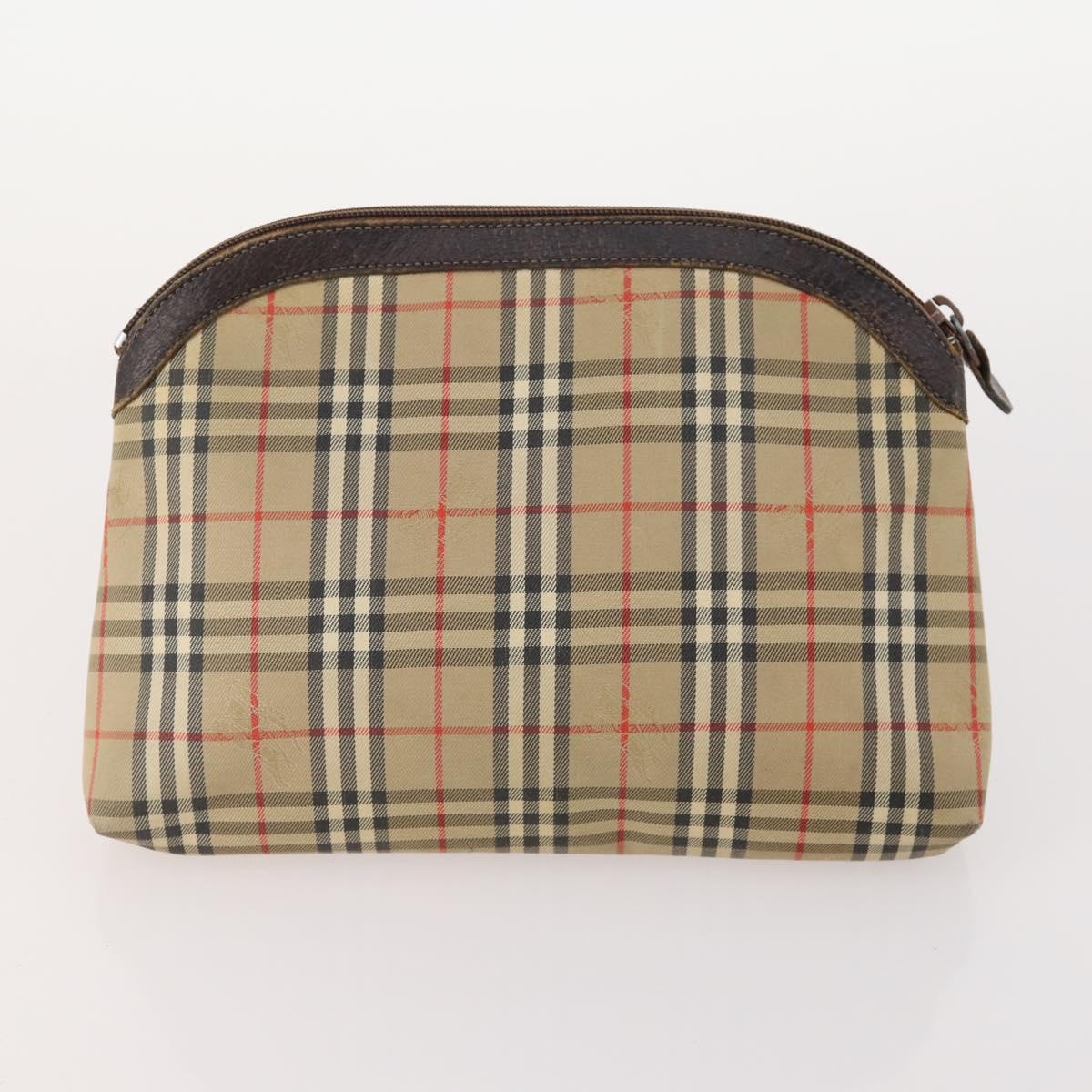 BURBERRY Nova Check Clutch Bag Canvas Leather 3 Set Beige Red Auth mr2263