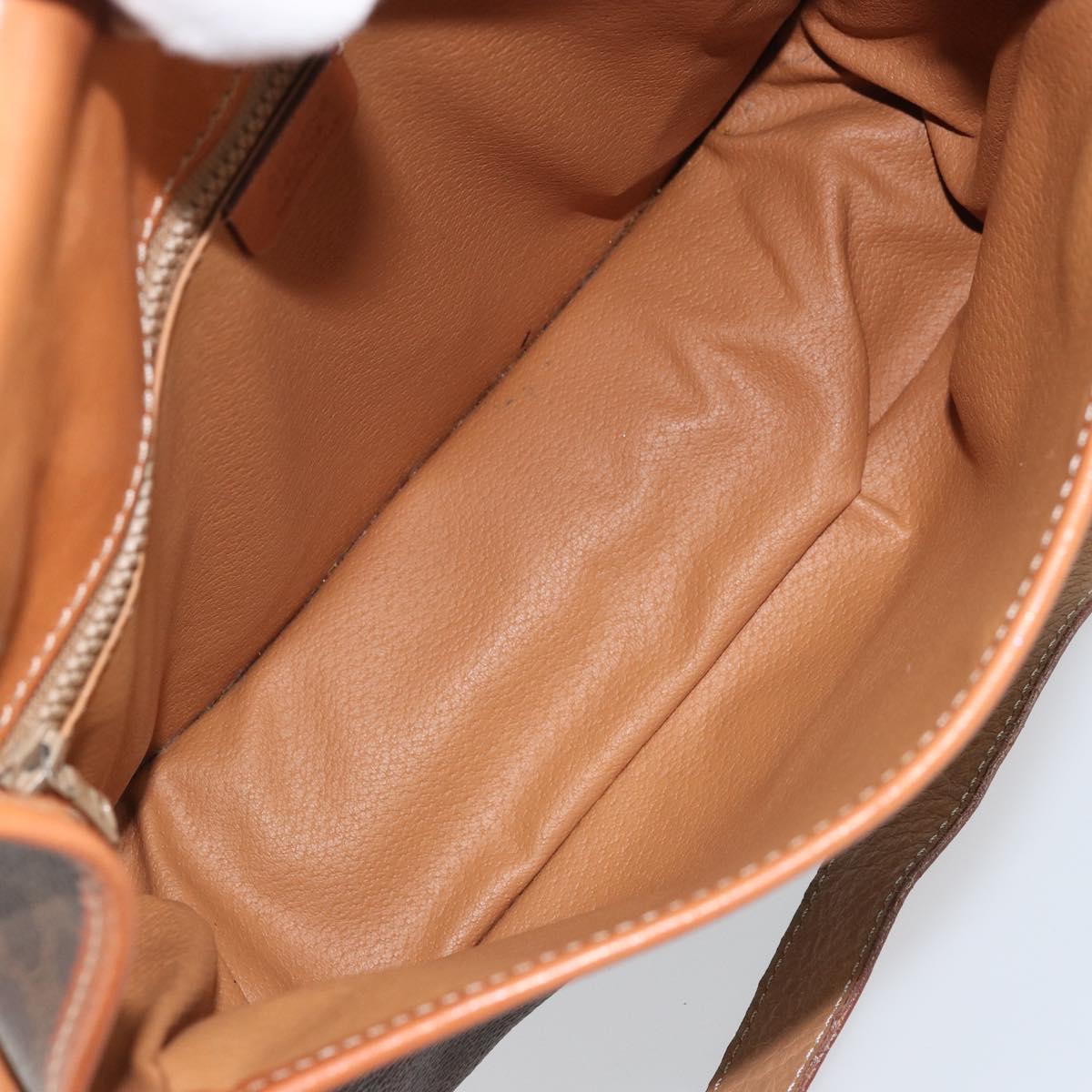 CELINE Macadam Canvas Star Ball Shoulder Bag PVC Leather Brown Gold Auth mr2264