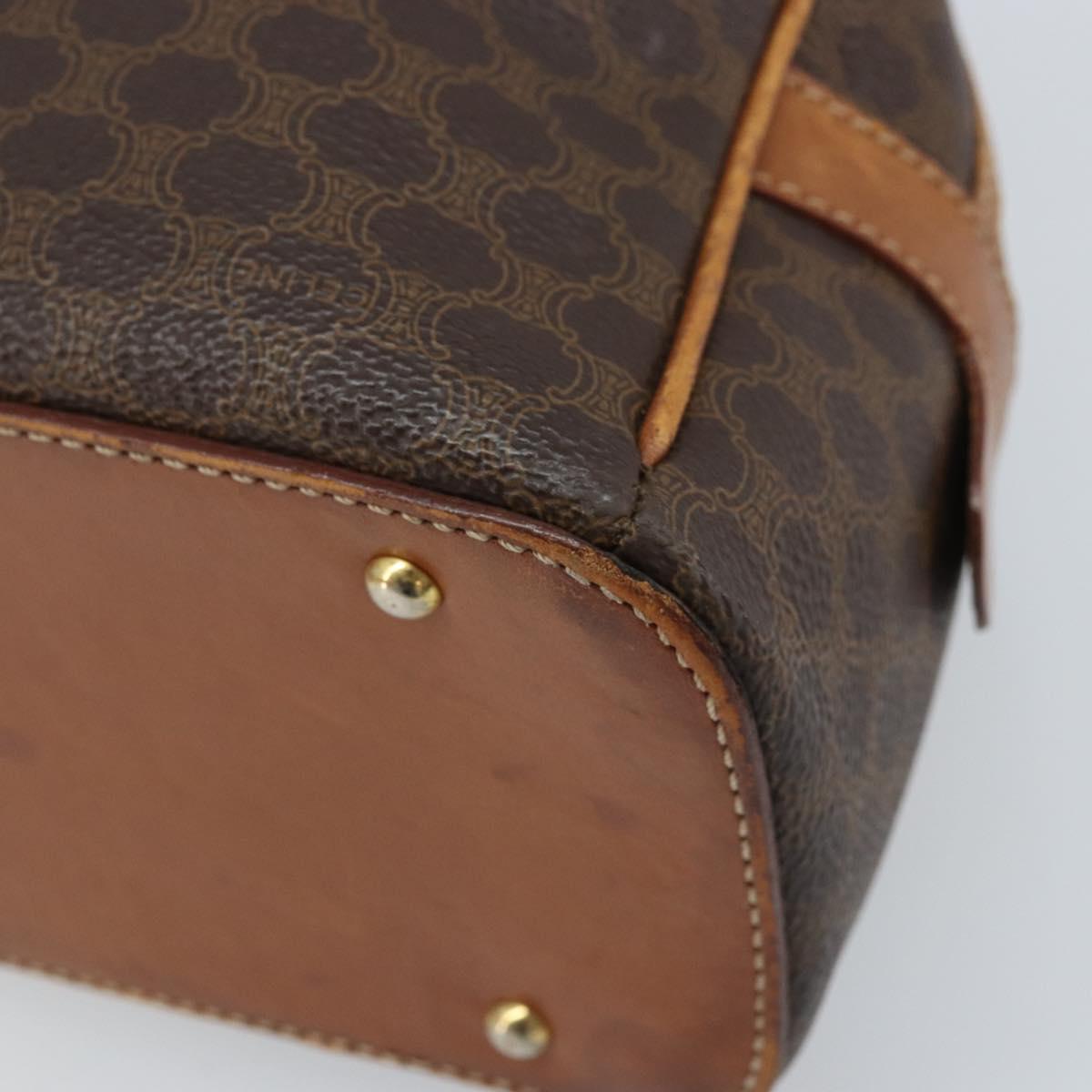 CELINE Macadam Canvas Hand Bag PVC Leather Brown Gold Auth mr2265