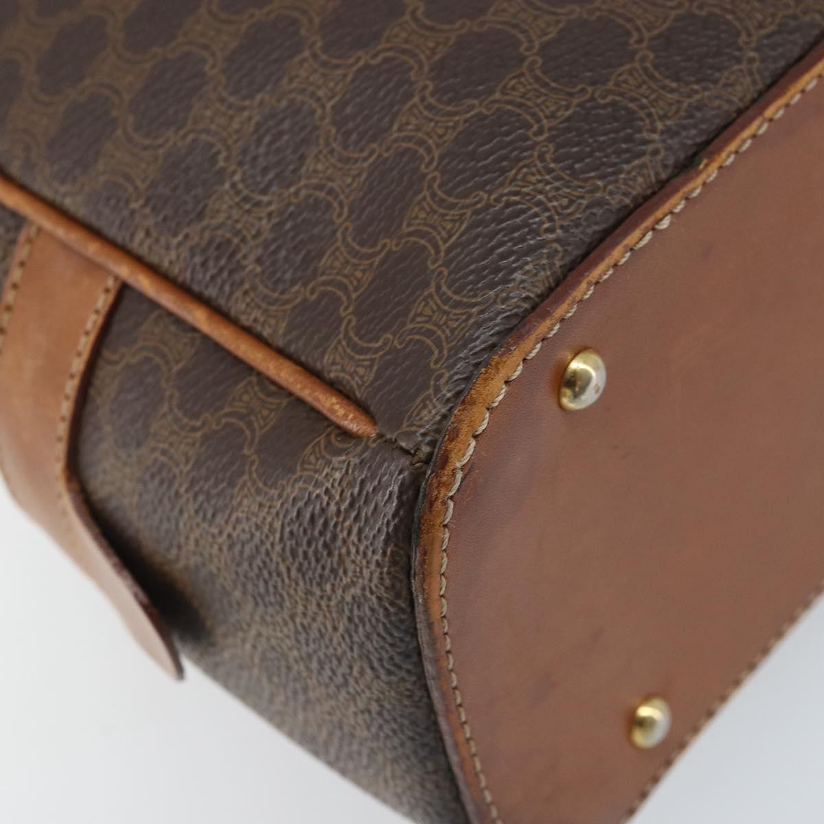CELINE Macadam Canvas Hand Bag PVC Leather Brown Gold Auth mr2265