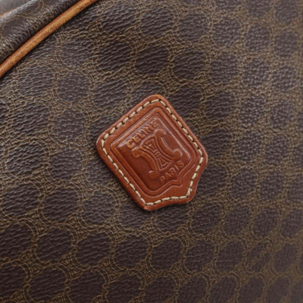 CELINE Macadam Canvas Hand Bag PVC Leather Brown Gold Auth mr2265