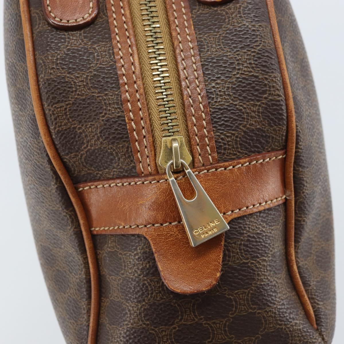 CELINE Macadam Canvas Hand Bag PVC Leather Brown Gold Auth mr2265