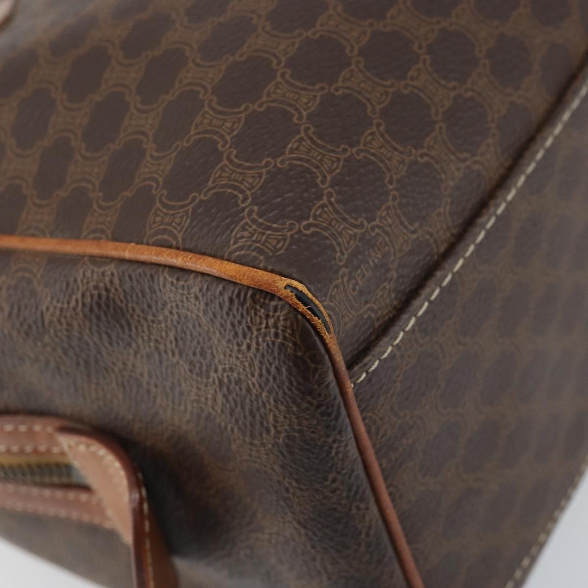 CELINE Macadam Canvas Hand Bag PVC Leather Brown Gold Auth mr2268