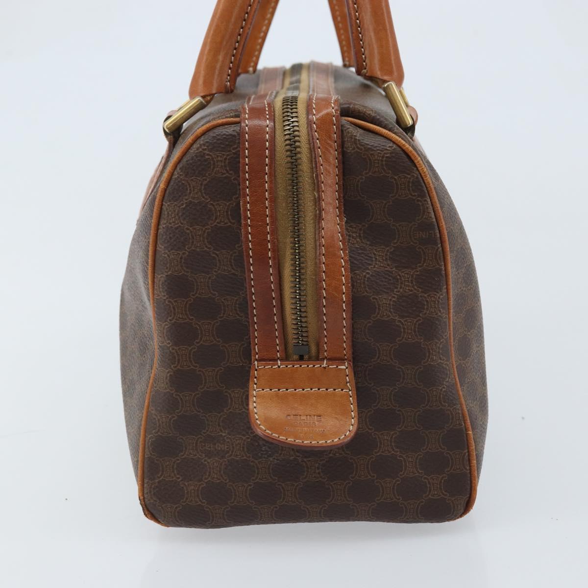 CELINE Macadam Canvas Hand Bag PVC Leather Brown Gold Auth mr2268