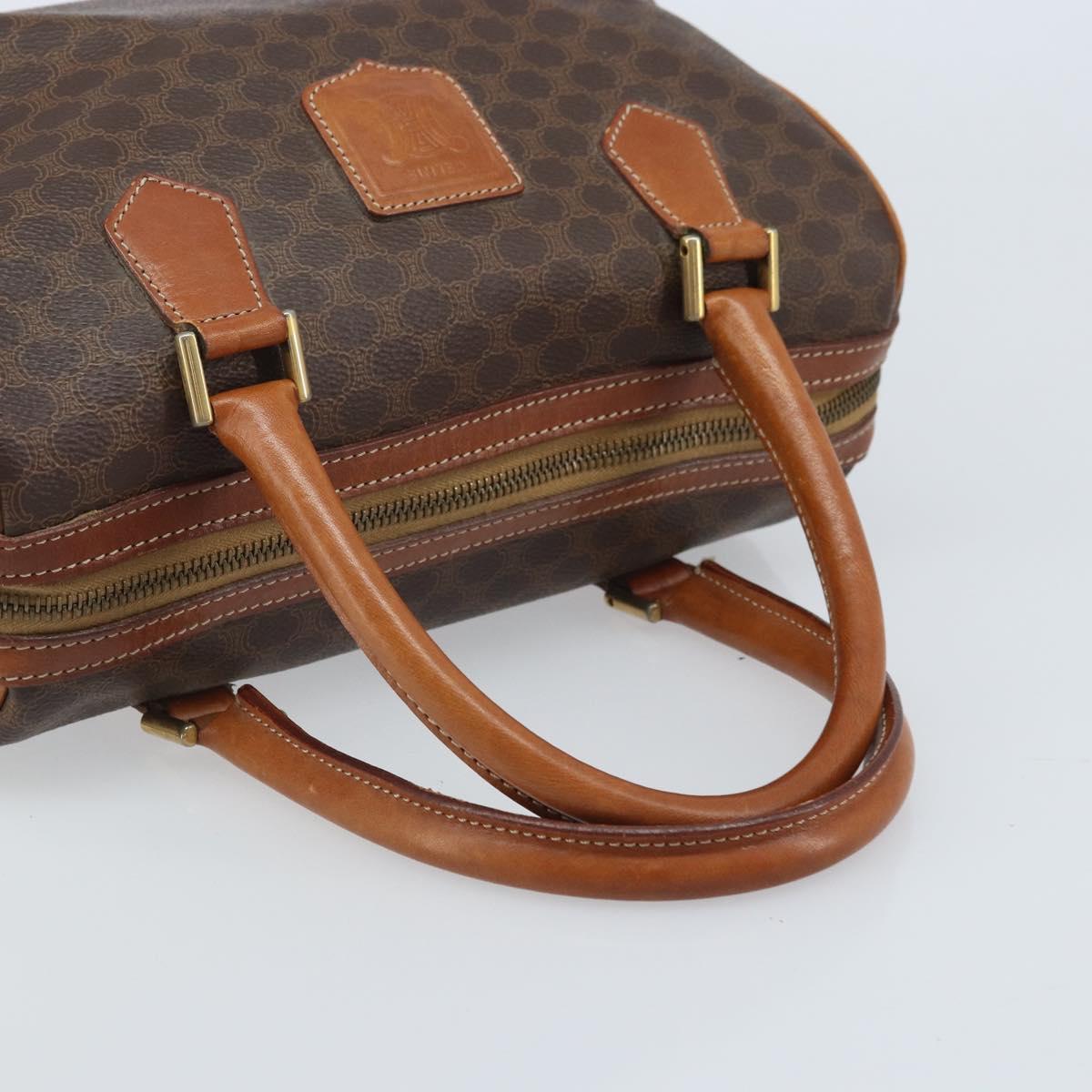 CELINE Macadam Canvas Hand Bag PVC Leather Brown Gold Auth mr2268