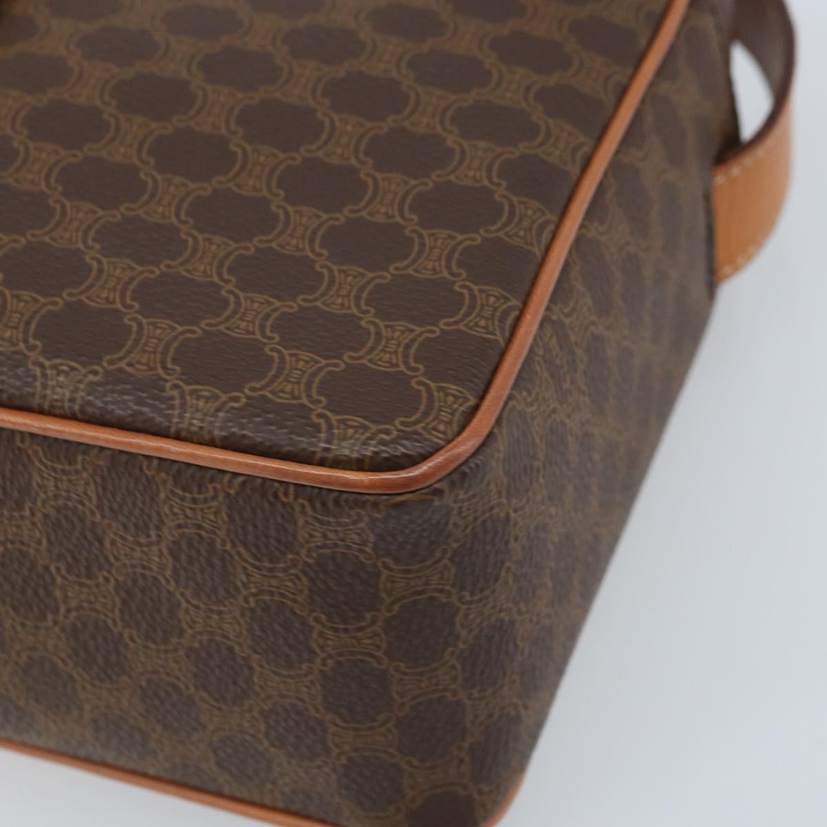 CELINE Macadam Canvas Shoulder Bag PVC Leather Brown Gold Auth mr2269A