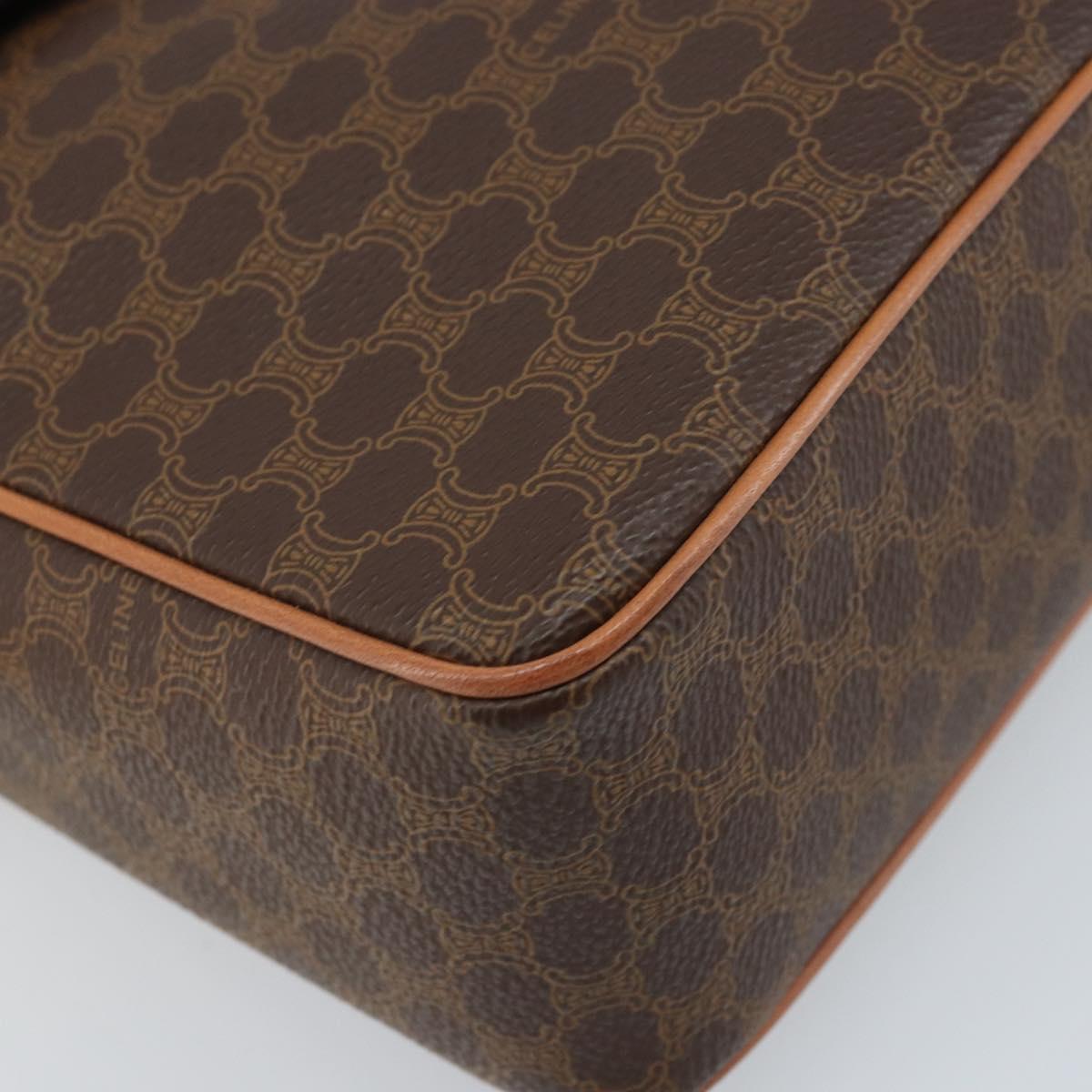 CELINE Macadam Canvas Shoulder Bag PVC Leather Brown Gold Auth mr2269A