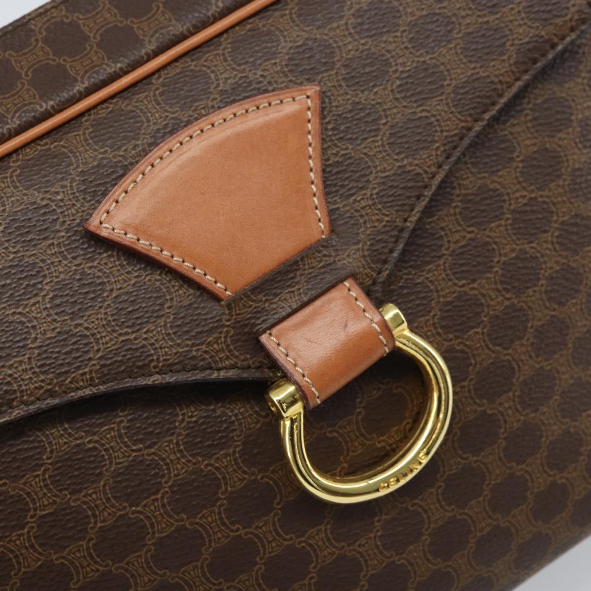 CELINE Macadam Canvas Shoulder Bag PVC Leather Brown Gold Auth mr2269A