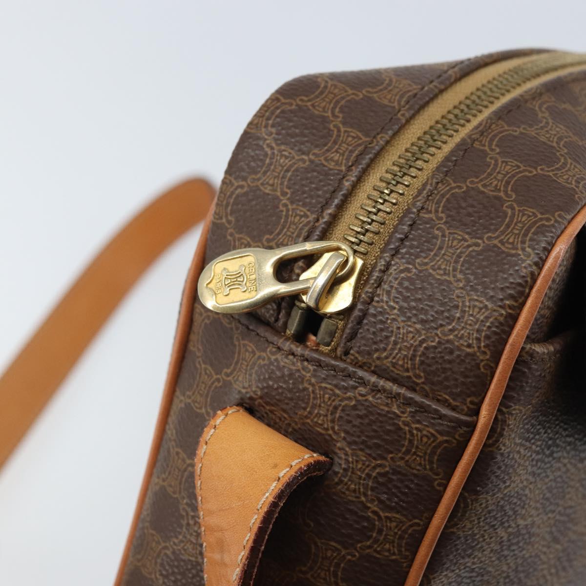 CELINE Macadam Canvas Shoulder Bag PVC Leather Brown Gold Auth mr2269A