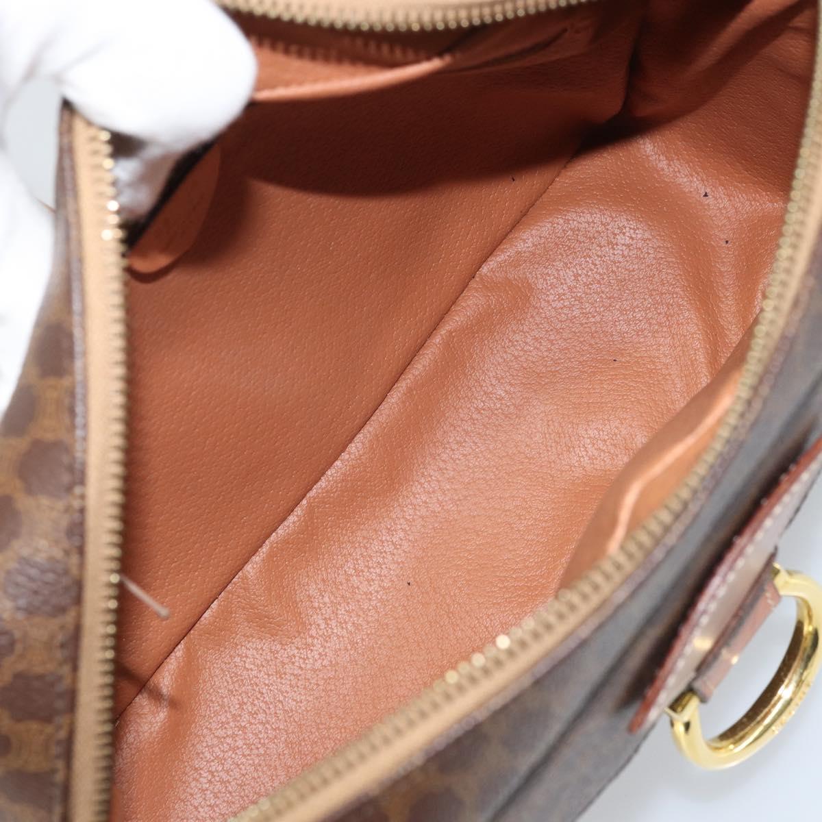 CELINE Macadam Canvas Shoulder Bag PVC Leather Brown Gold Auth mr2269A