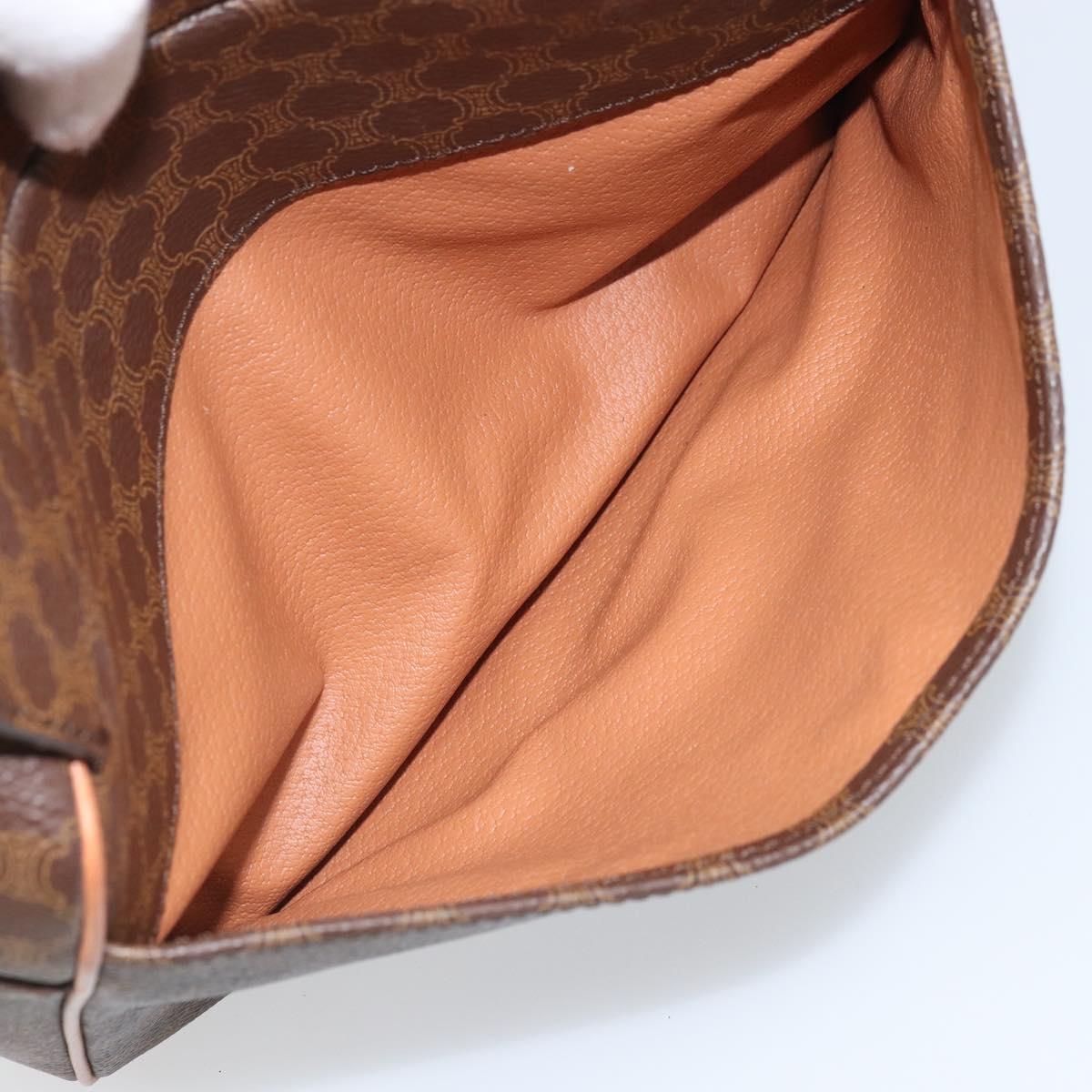 CELINE Macadam Canvas Shoulder Bag PVC Leather Brown Gold Auth mr2269A