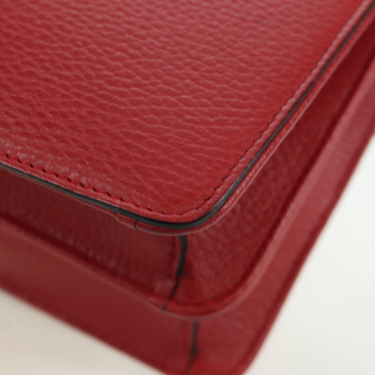 GUCCI Chain Shoulder Bag Leather Red Gold 510304 Auth mr2272V