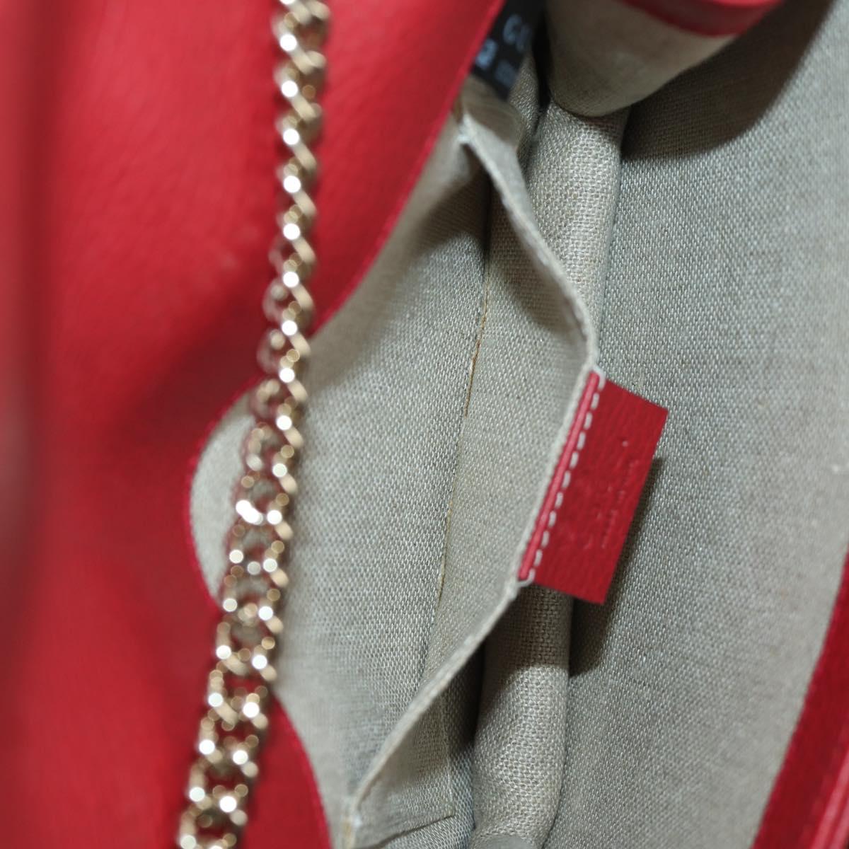 GUCCI Chain Shoulder Bag Leather Red Gold 510304 Auth mr2272V